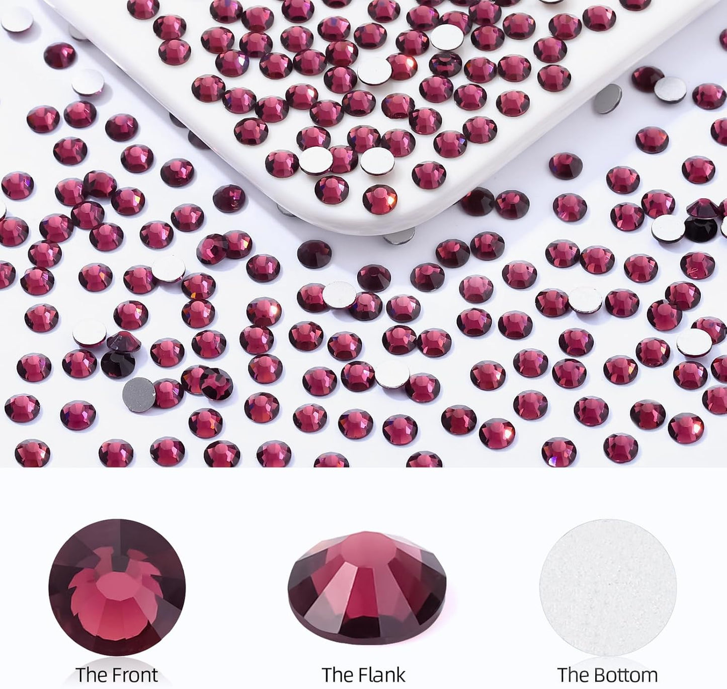 Purple Flatback Rhinestones, Glass Rhinestones for Nail Art and Craft, Glue Fix, Loose Crystal Gemstones(Purple, SS30, 288pcs, 6.4-6.6mm)