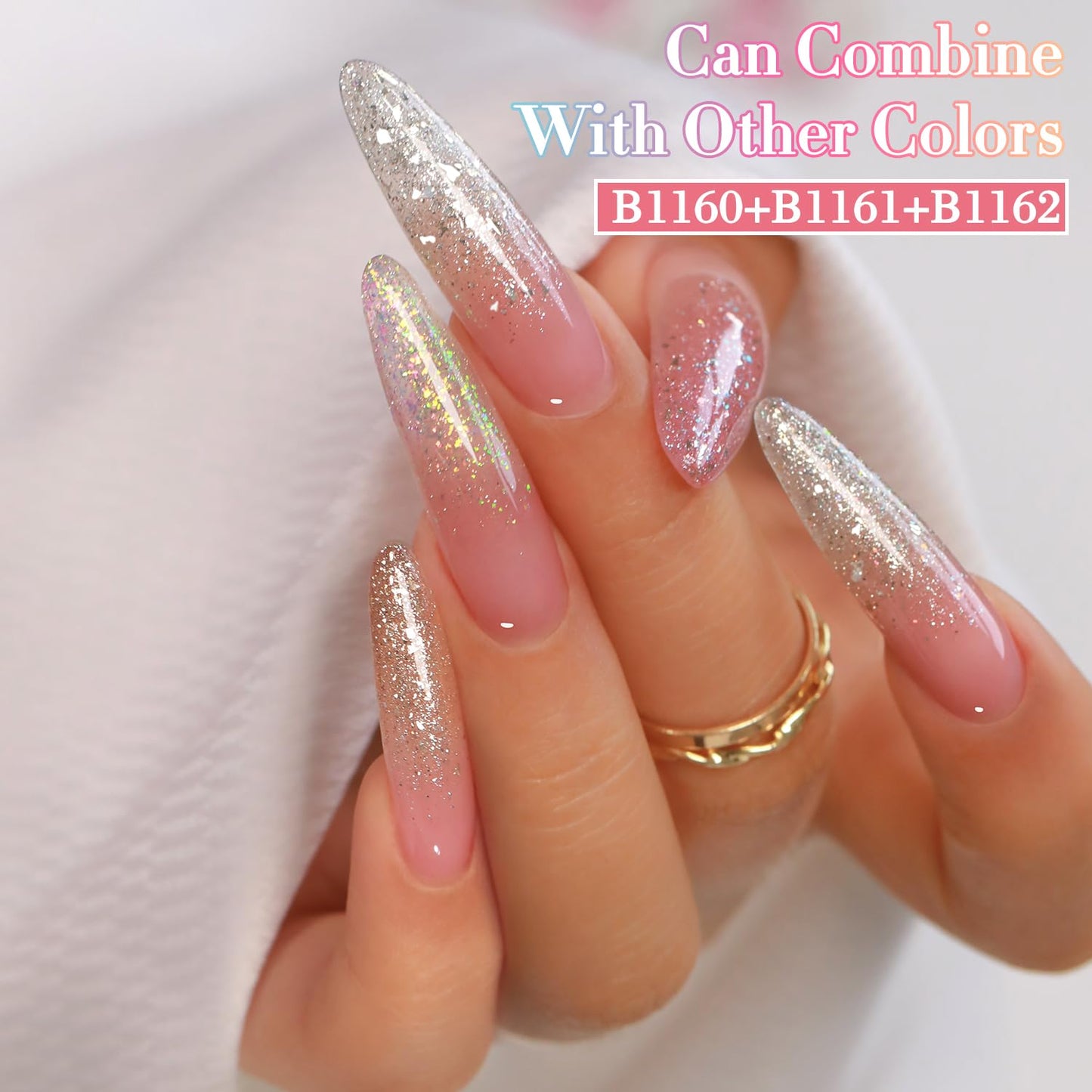 Double Rhythm 0.5Oz Glitter Gel Polish Shimmer Reflective Color for Nail Art Salon DIY Soak Off 15ml Nail Lamp Gel Polish at Home (Pink-B1161)