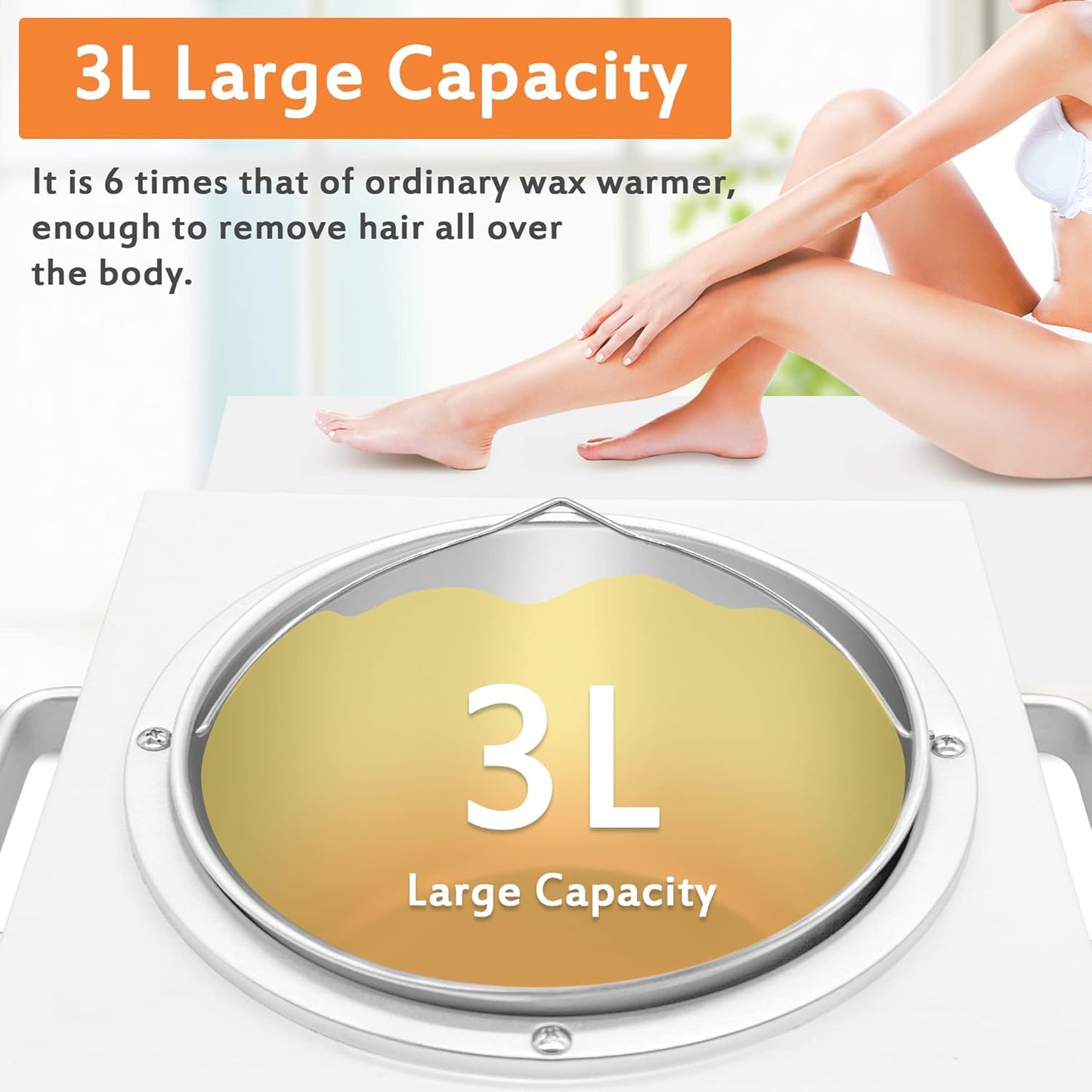 Large Single Wax Warmer Professional 3L Electric Wax Heater Machine Hold 5.5 Lbs Wax for Hair Removal, Large Wax Pot Paraffin Facial Skin Body SPA Salon Equipment with 100 Wax Sticks