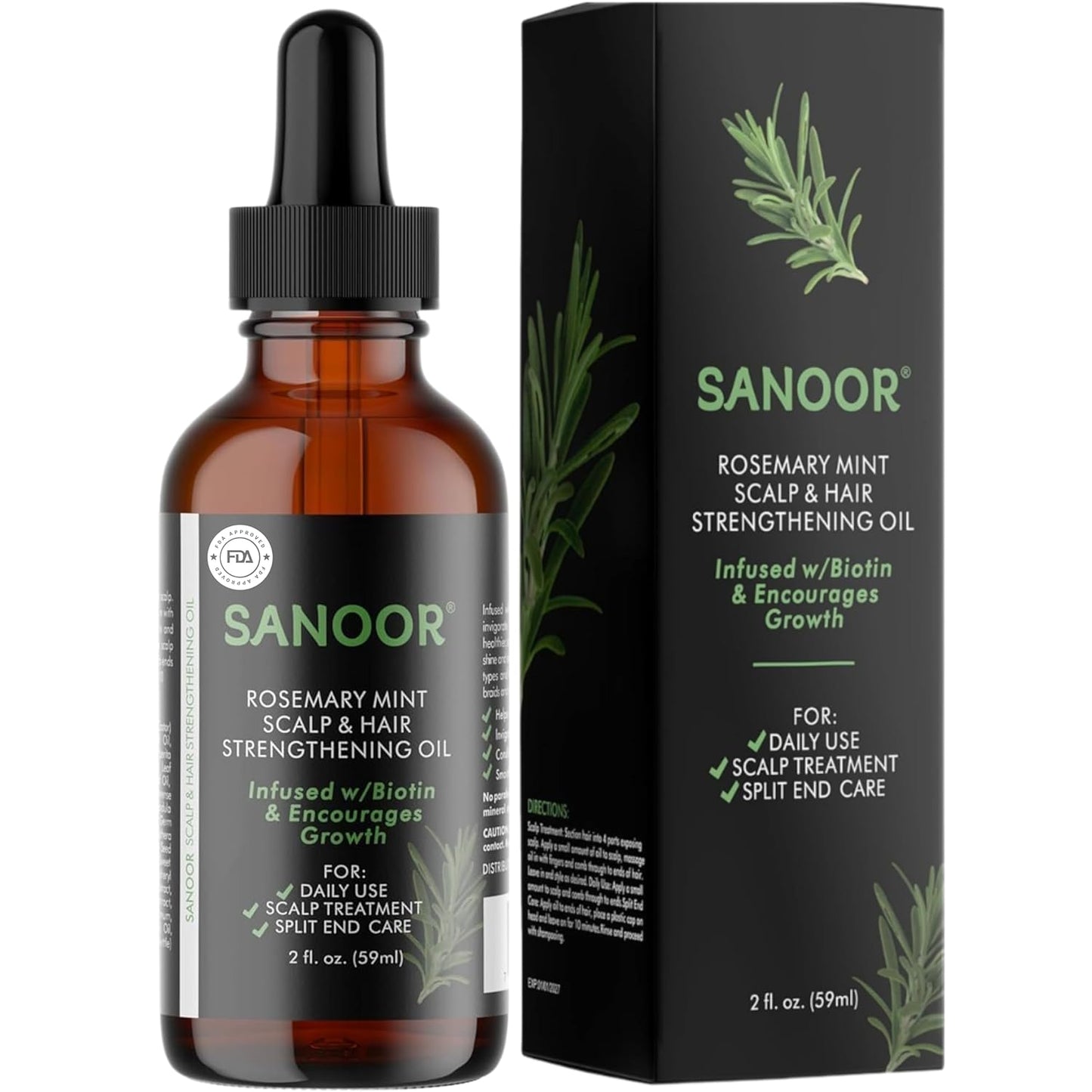 SANOOR® Rosemary Mint, Scalp Hair Growth Oil, Infused Biotin to Encourages Hair Growth | Healthier, Stronger & Long Strands | All Type & Texture | Straight, Waves & Chemically Treated Hairs