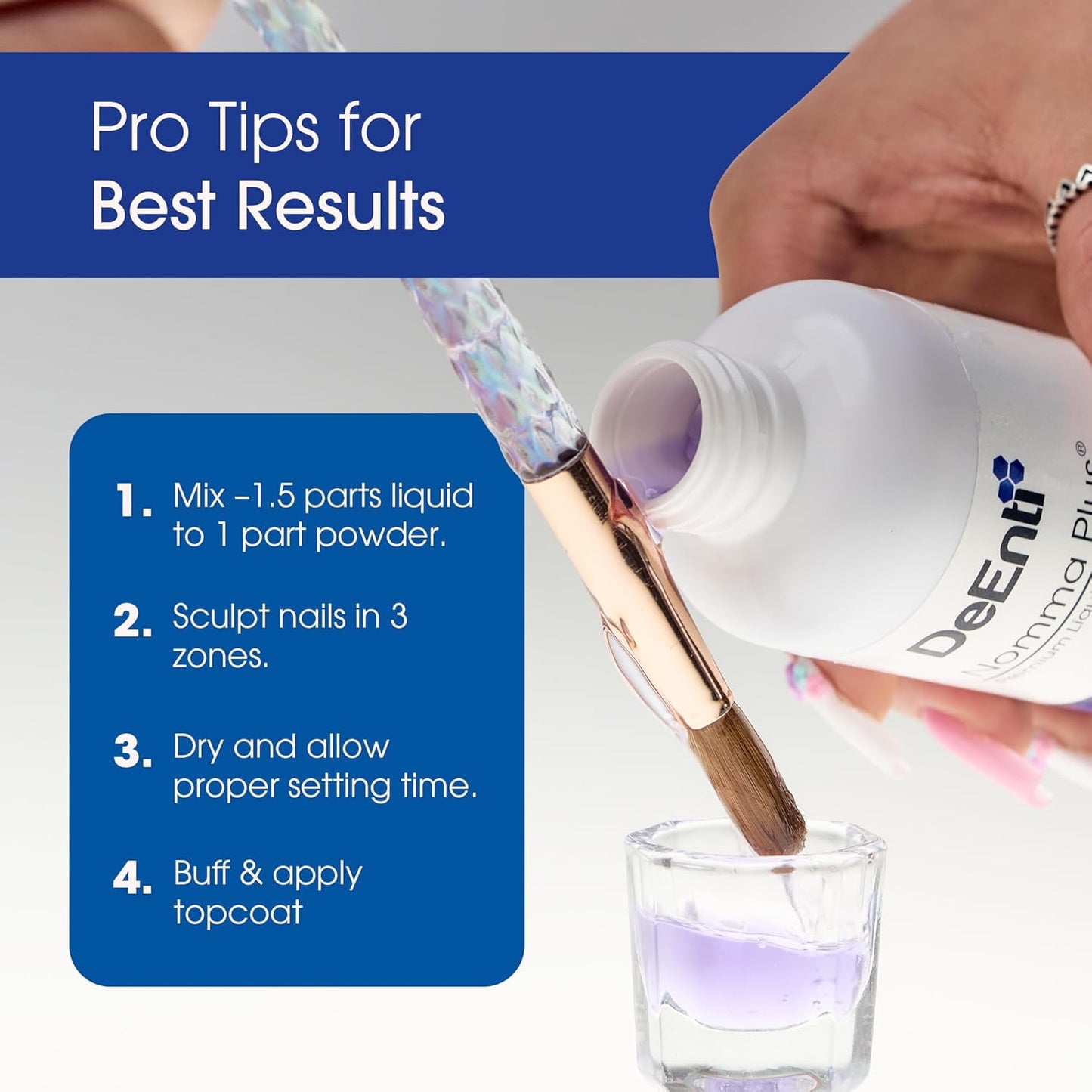 Nomma Plus Professional Liquid Monomer, EMA Nail Liquid for Acrylic Powder, Non-Yellowing Monomer, 8oz Bottle, Professional Salon Quality Manicure and Pedicure Supplies