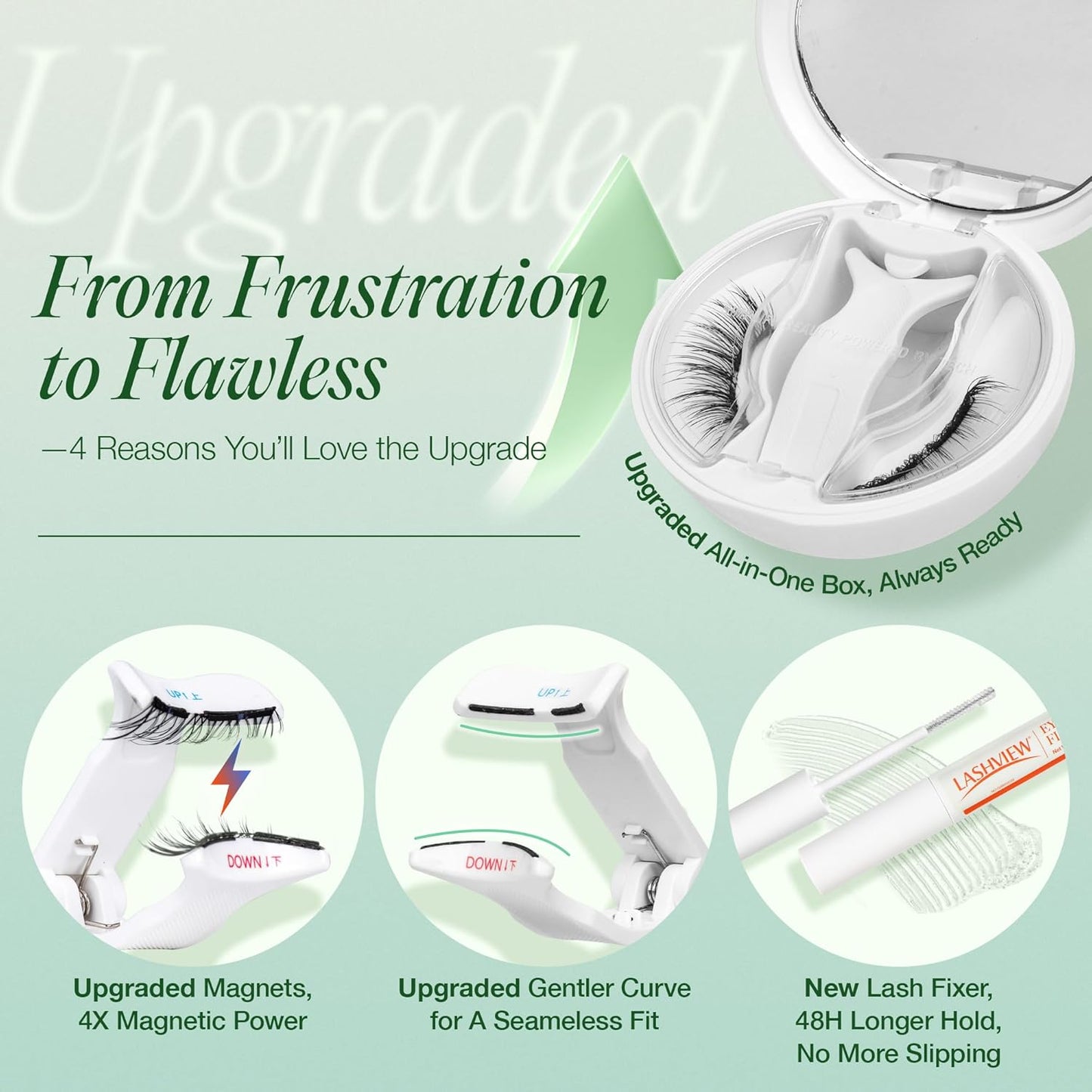 LASHVIEW Upgrade Soft Magnetic Eyelashes with Applicator, Reusable Soft Magnetic Lashes Natural Look, No Glue Needed,Comfort& Convenient Portable All-in-One Box (L01)