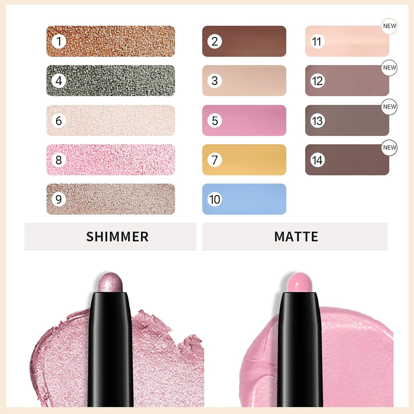 Erinde Waterproof Eyeshadow Stick, Cream Eye Shadow Stick, Long-Lasting, Crease-Proof, Cream to Powder Buildable & Blendable Eye Shadow Pencils Crayon, Vegan & Cruelty-Free, 11 Nude Beige