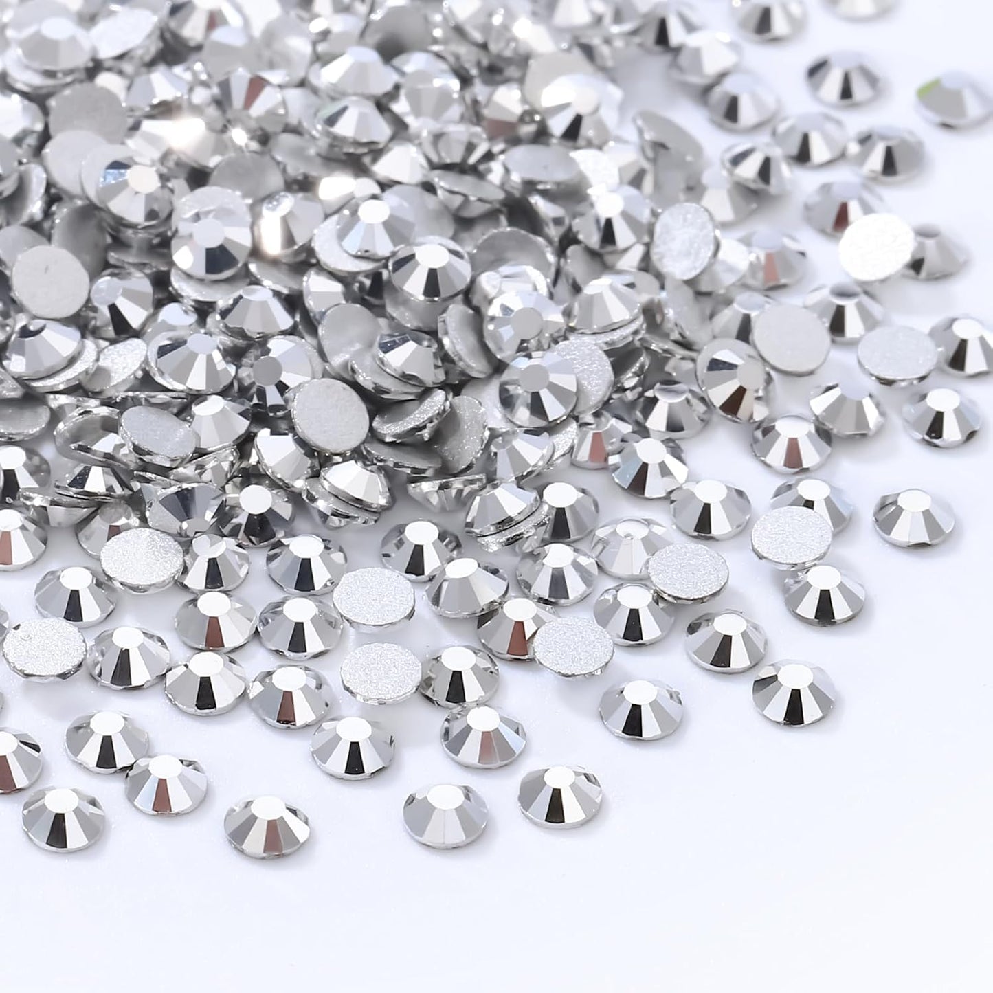 Silver Flatback Rhinestones, Glass Rhinestones for Nail Art and Craft, Glue Fix, Loose Crystal Gemstones(Silver, SS8, 1440pcs, 2.3-2.5mm)