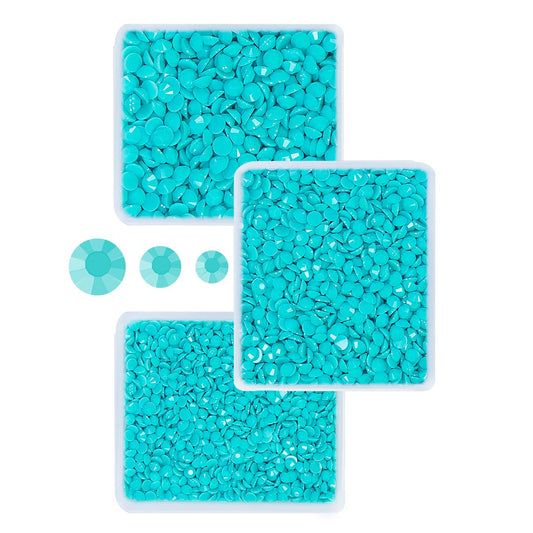 3mm 4mm 5mm 3 Boxes Pure Teal Blue Resin Rhinestones for Bedazzling Crafting Flatback Jelly Stones Bulk Diamonds Gems for Nails Face Eyes Makeup Tumblers Bottles DIY Crafts Clothes Crocs Shoes