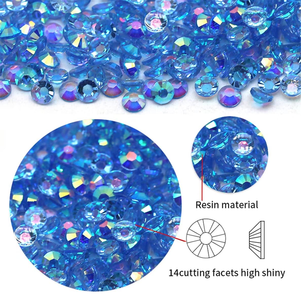 720 Pcs SS30 6mm AB Flatback Rhinestones for Nails Art Crafts Transparent Glitter Round Gems Crystals DIY Clothes Shoes(Clear Light Green AB)