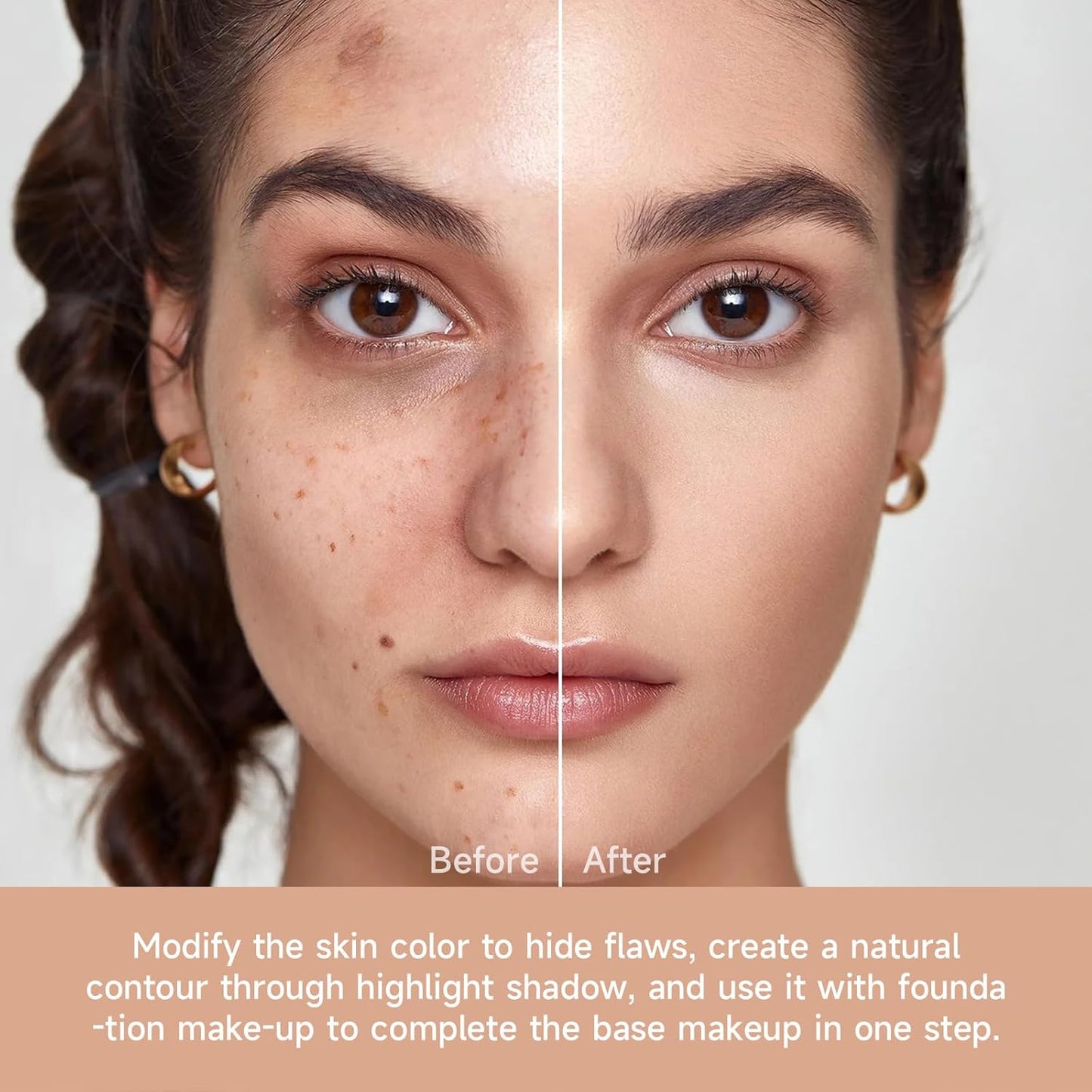 Foundation Concealer Palette with Makeup Sponges & Applicator, 11 Pcs Foundation Powder Concealers Eye shadows Blush Makeup Brushes, 2 in 1 Compact Contouring Duo Layer Plate, Pearl White