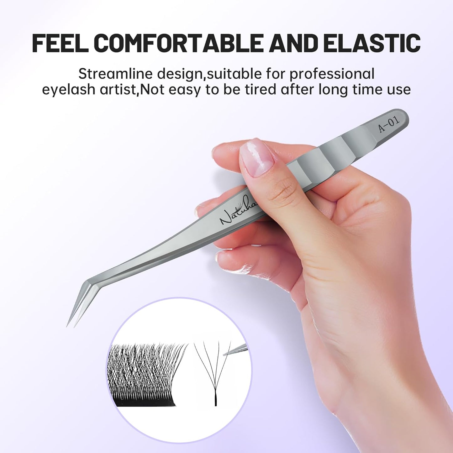 High Precision Lash Tweezers for Individual and Volume Eyelash Extensions Premium Stainless Steel Curved Fiber Tip Professional Isolation Tweezer