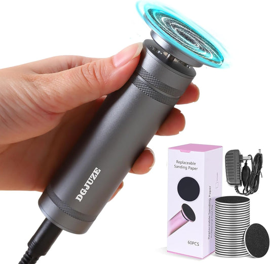 PowerPro Electric Foot Callus Remover,36W Professional 1200rpm Adjustable Speed Metal Body Heavy Duty Grinder for Dead Skin,Automatic Foot Sander with 60pcs Sandpaper Pads(Grey)