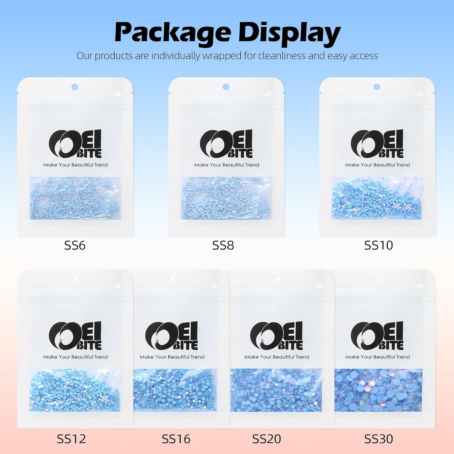 F Light Blue Flatback Rhinestones, Glass Rhinestones for Nail Art and Craft, Glue Fix, Loose Crystal Gemstones(F Light Blue, SS12, 1440pcs, 2.9-3.0mm)