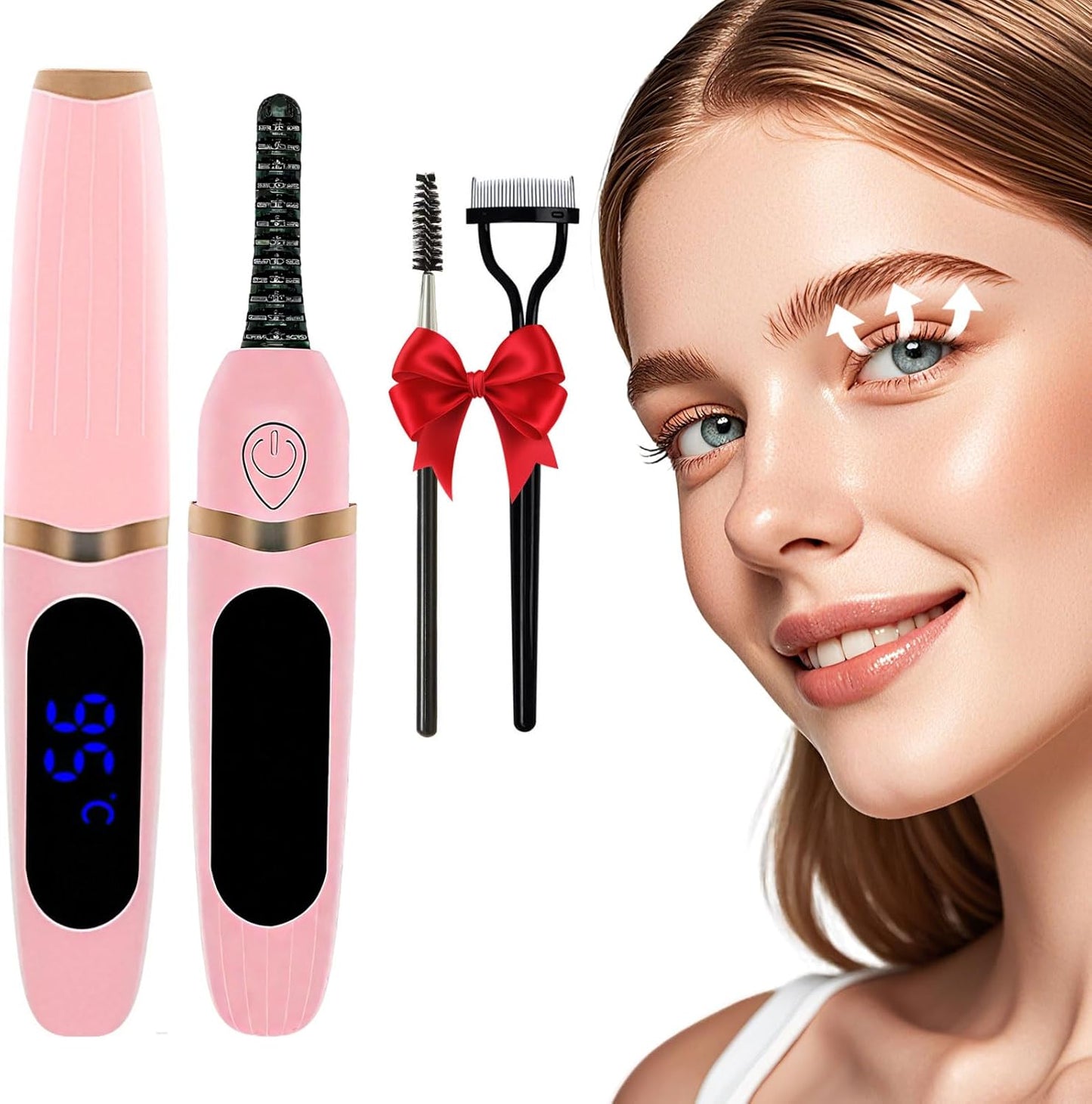 Heated Eyelash Curler, Electric Eyelash Curler–3 Temperature Settings Rechargeable Electric Lash Curler with LED Display and Anti-Burn Design, 10s Fast Heat-Up & 24H Natural Curl