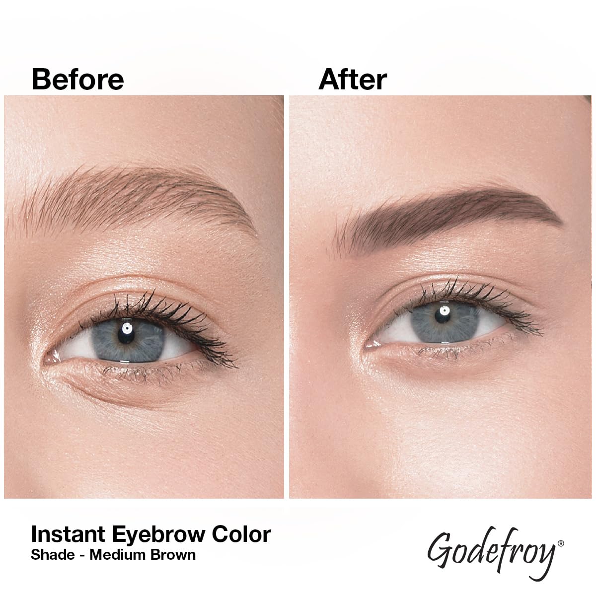 Godefroy Fast Acting Temporary Instant Brow Color, 3 Applications Per Package, Salon Quality Results, Medium Brown
