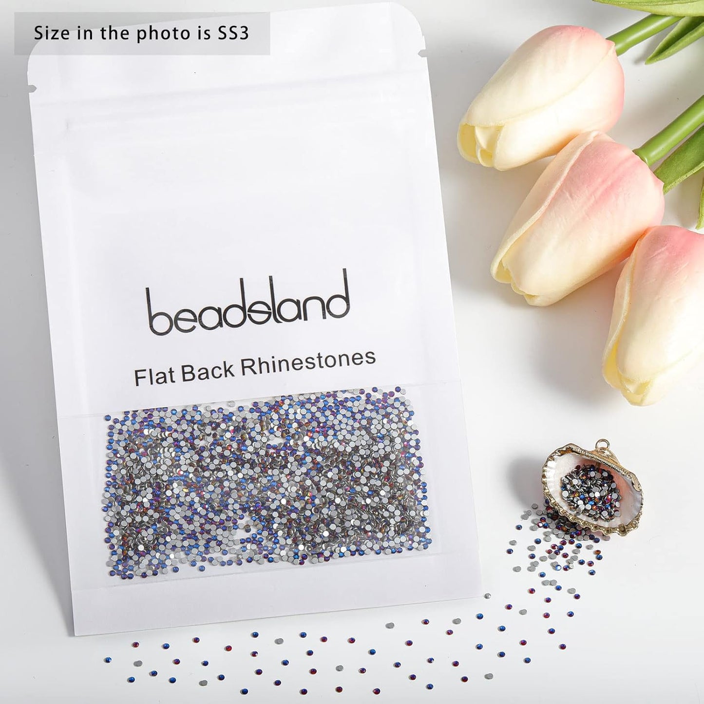 beadsland Flat Back Crystal Rhinestones Round Gems, Blue Volcano (1.3-1.4mm) SS3/1440pcs