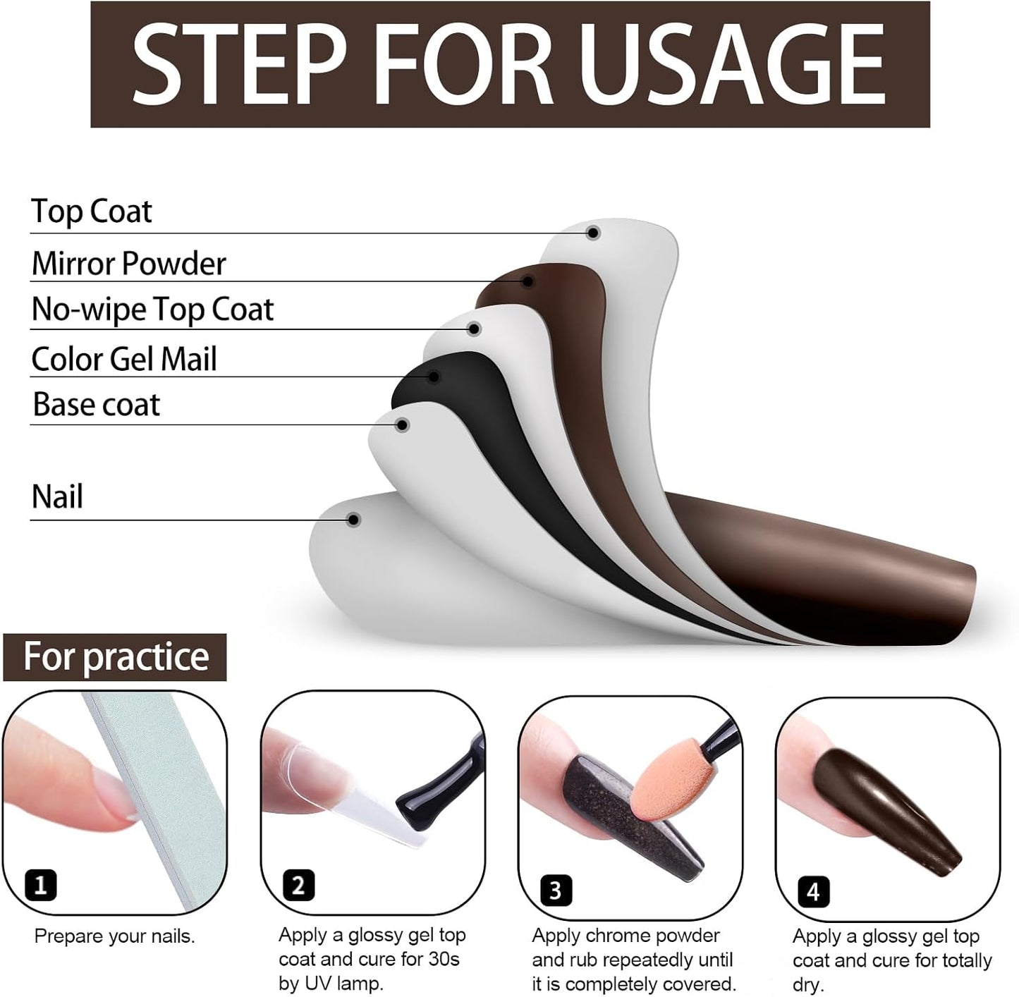 Artdone Chrome Nail Powder, Coffee Color Iridescent Aurora Powder Metallic Mirror Effect Pigment Pearlescent Mermaid Pigment Pearl Glitter Dust Kit, Nail Art Decoration, Resin Craft