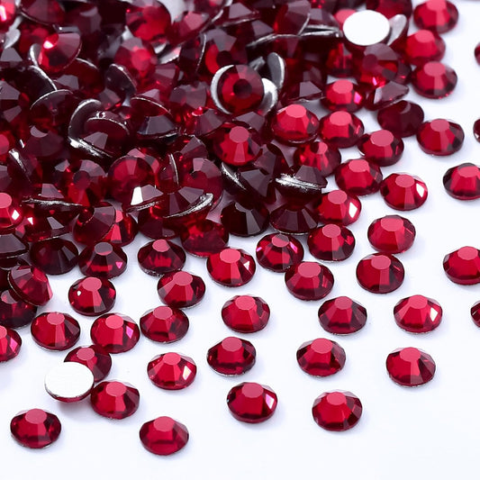 Siam Flatback Rhinestones, Glass Rhinestones for Nail Art and Craft, Glue Fix, Loose Crystal Gemstones(Siam, SS34, 288pcs, 7.1-7.3mm)