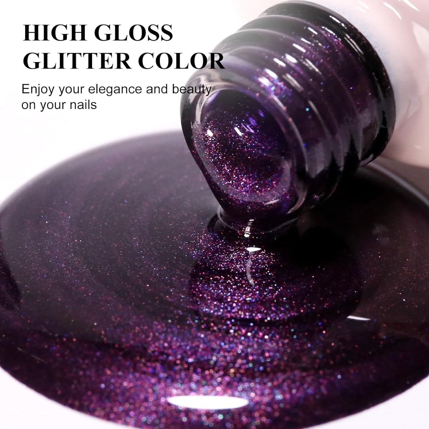 Imtiti Glitter Gel Polish,Light Purple Gel Nail Polish Nail Art Starter Manicure Salon DIY at Home(0.34 Fl Oz-1929)