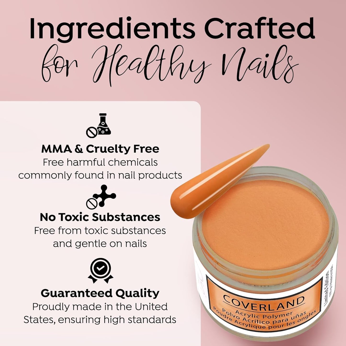 Tones Coverland Acrylic Nail Powder " Peach Sunset" - Limited Edition Acrylic Powder for Nail Design, Sculpting, and Masking Nail Bed Imperfections - Professional Acrylic Nail Supplies - (1.5 Oz)