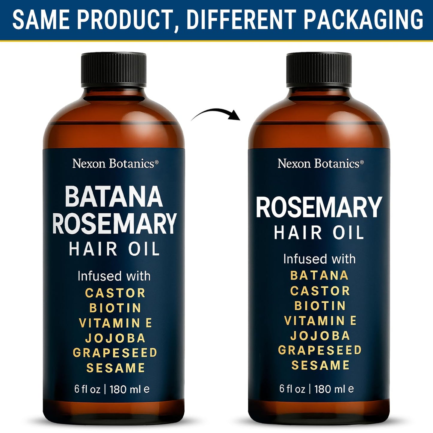 Nexon Botanics Rosemary Oil for Hair Growth 6 fl oz - Natural Scalp and Hair Oil with Batana, Castor, Biotin, Vitamin E, Grapeseed, Jojoba, Sesame - Aceite de Romero y Batana