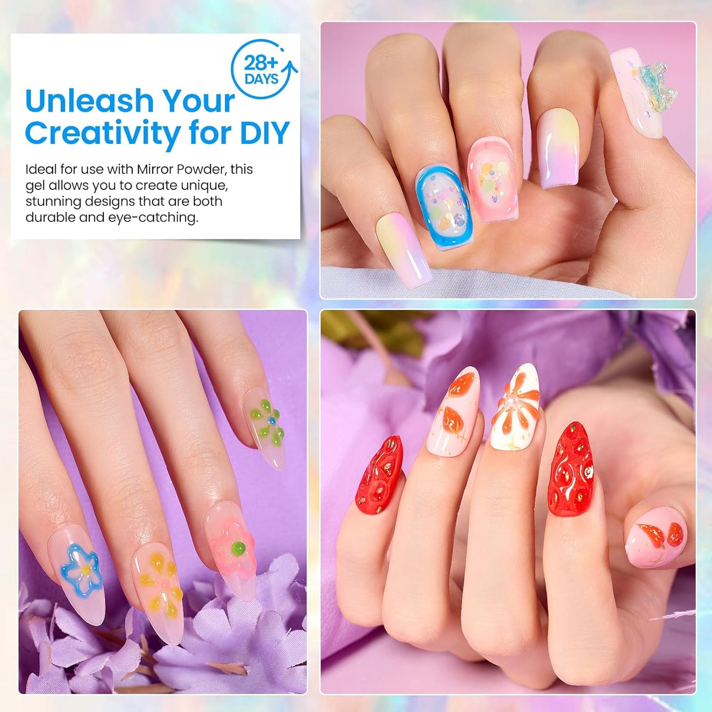 Beetles Sculpting Gel 3D Gel for Nail Art - 6 Colors No Wipe Nail Polish Rhinestone Nail Art Glue for Drawing Molding Sculpture Jewelry Decoration Manicure DIY Design