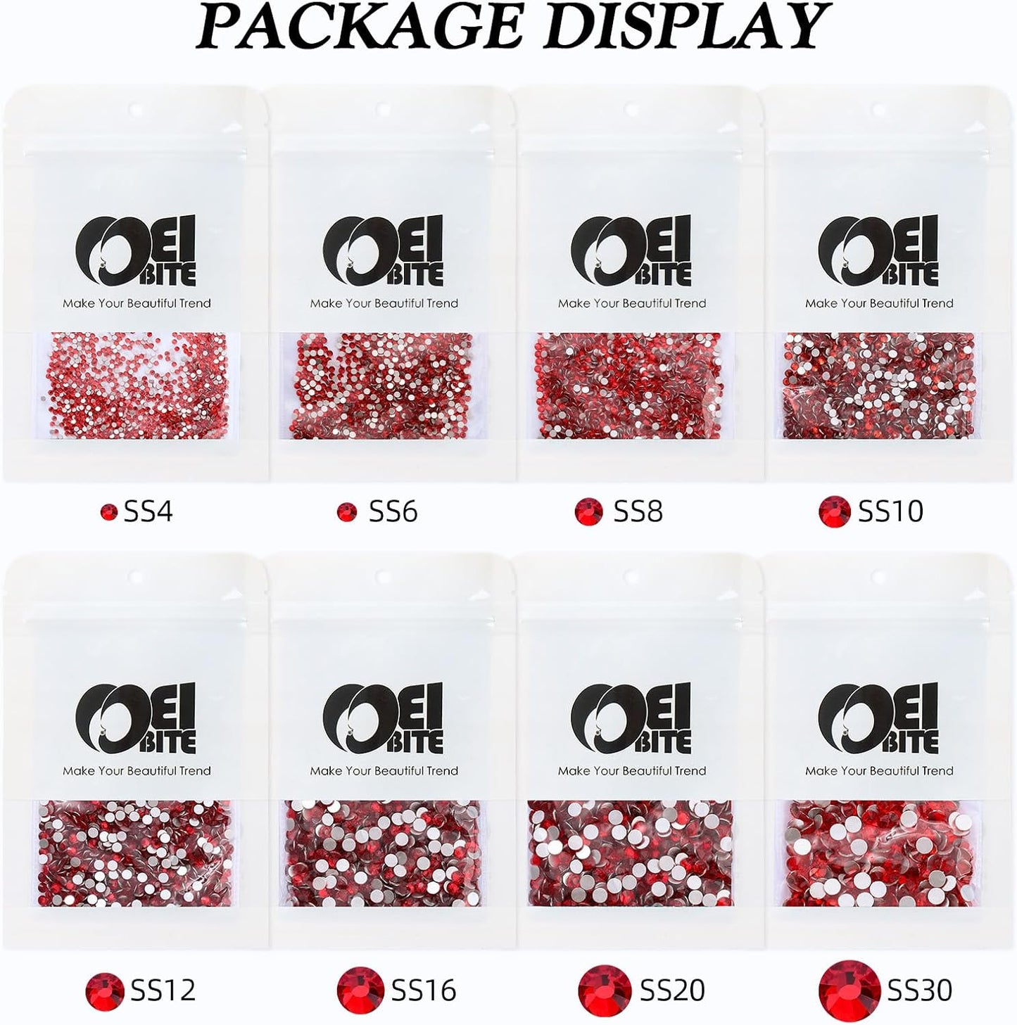 Light Siam Flatback Rhinestones, Glass Rhinestones for Nail Art and Craft, Glue Fix, Loose Crystal Gemstones(Red, SS10, 1440pcs, 2.7-2.8mm)