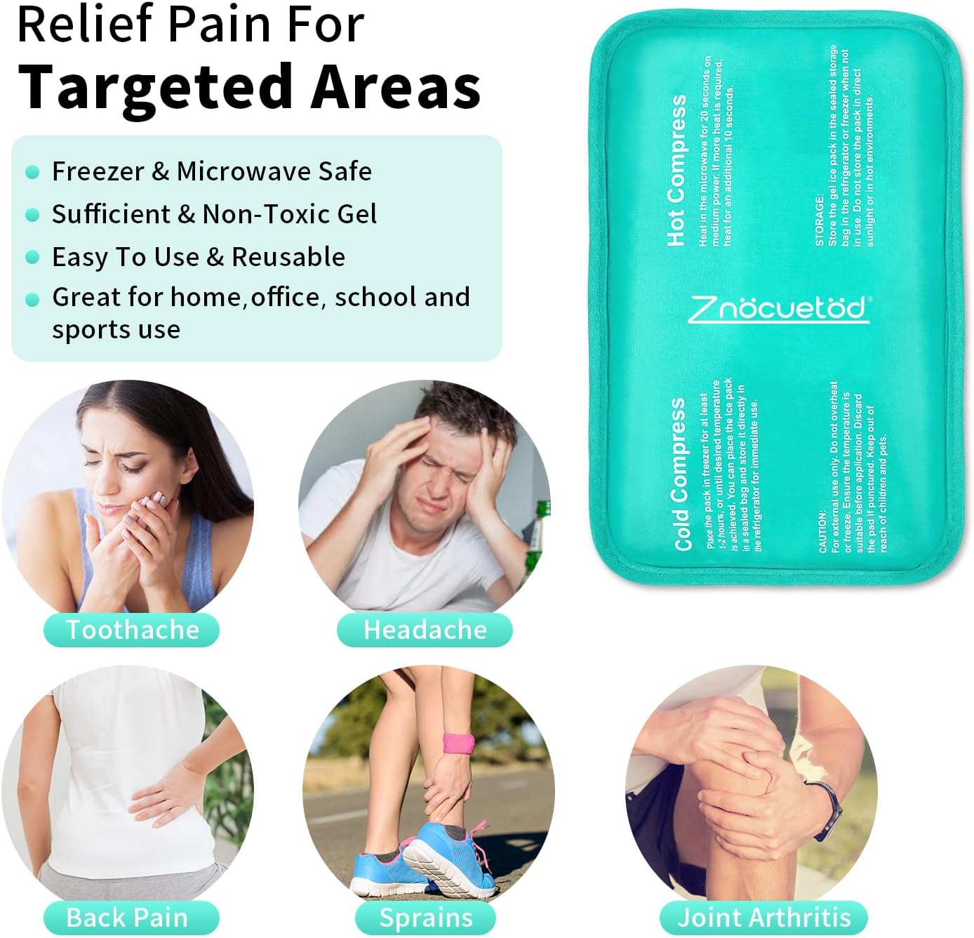 Gel Ice Pack for Injuries Reusable Soft Freezer Ice Bag with Strap- Hot Cold Compress Packs for Swelling Bruises Surgery Knee Shoulder Foot Back Ankle Neck Elbow Wisdom Tooth-1 Pack