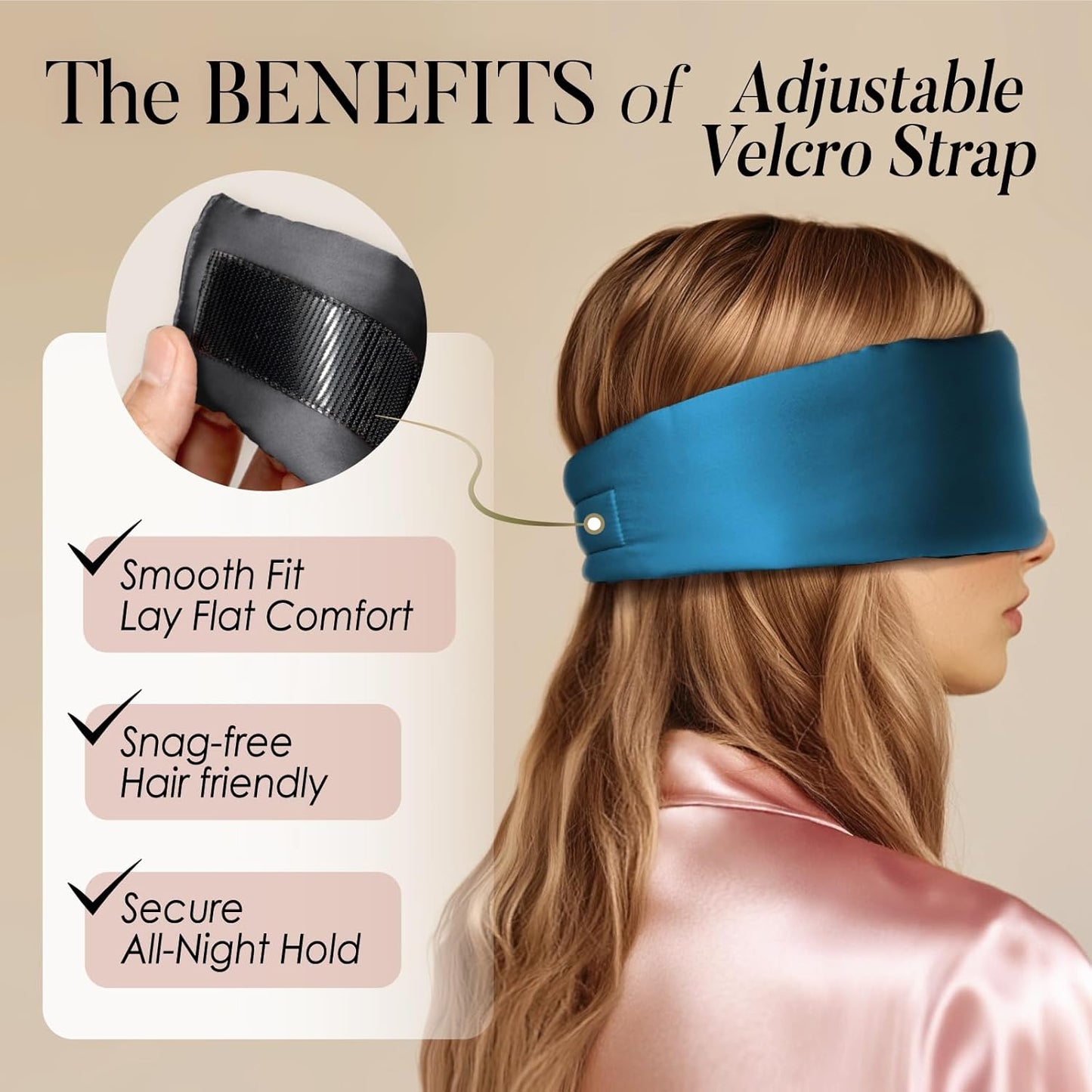 LULUSILK Reversible Mulberry Silk Sleep Mask for Women and Men, Adjustable Real Silk Eye Mask for Sleeping, Peacock Blue and Black, Pack of 1