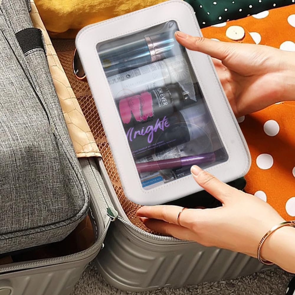 Clear Makeup Bag Small, TSA Approved Portable Toiletry Bag with Zipper Cosmetic Travel Bag Makeup Organizer Case Mini Makeup Pouch for Purse Car Organizer Bag for Women Men