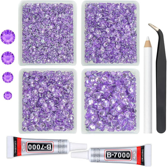 Amethyst Purple Crystal Resin Rhinestones w B7000 Jewelry Glue for Bedazzling Crafting 3mm 4mm 5mm 6mm Flatback Stones Diamonds Gems Charms for Nails Face Makeup Tumblers Bottles Crafts Clothes
