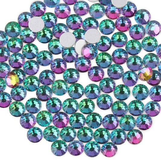 beadsland Flat Back Crystal Rhinestones Round Gems, Green Volcano (1.3-1.4mm) SS3/1440pcs