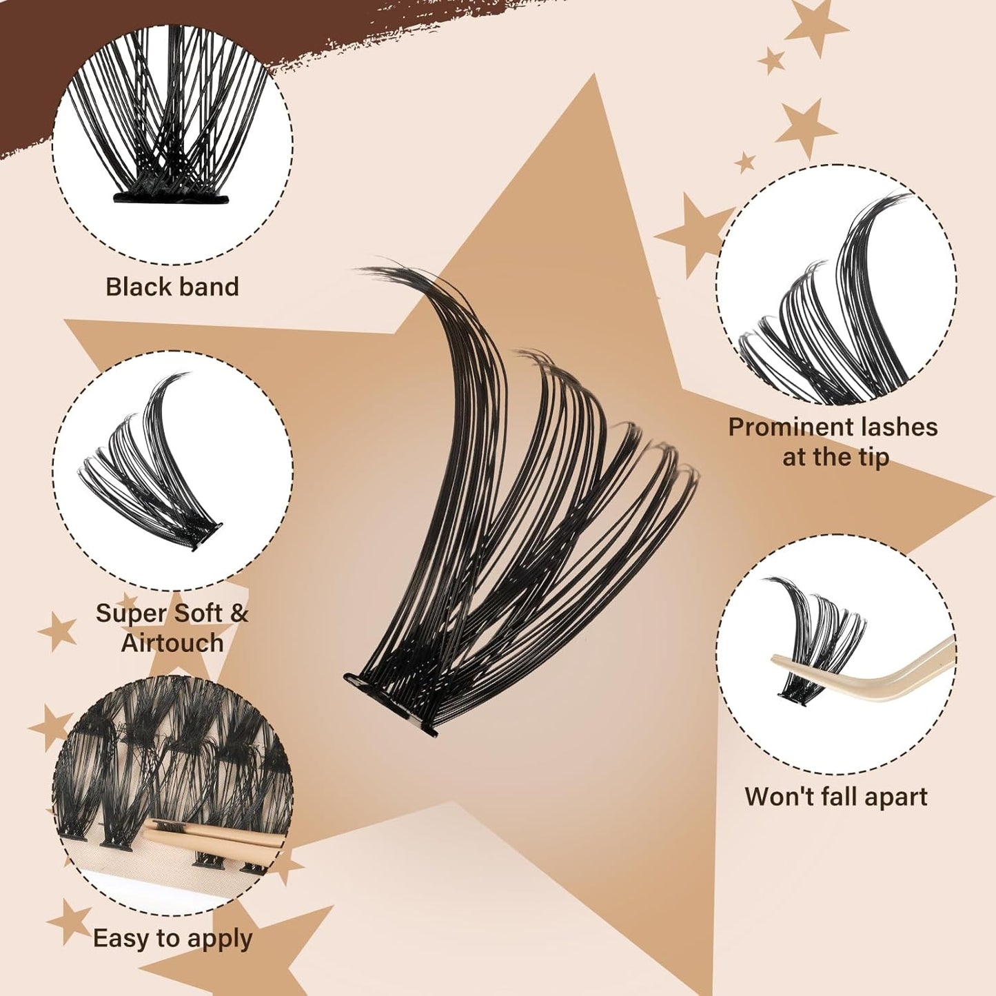 DIY Lash Extension Kit Lash Clusters Kit 40D+50D D Curl Individual Lashes Eyelash Extension Kit 280 pcs Thin Band Cluster Lashes Lash Bond and Seal Tweezers Easy to apply