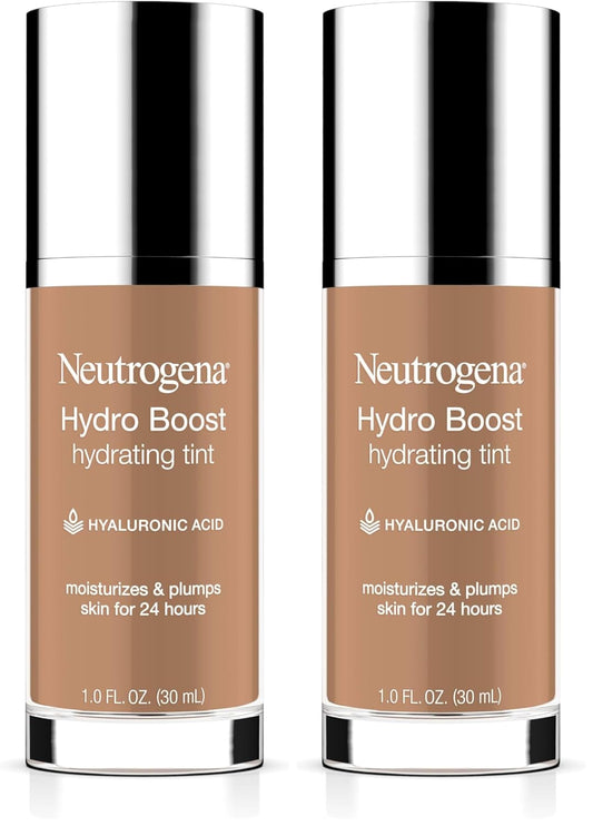 Neutrogena Hydro Boost Hydrating Tint with Hyaluronic Acid, Lightweight Water Gel Formula, Moisturizing, Oil-Free & Non-Comedogenic Liquid Foundation Makeup, 115 Cocoa Color 1.0 fl. oz (Pack of 2)