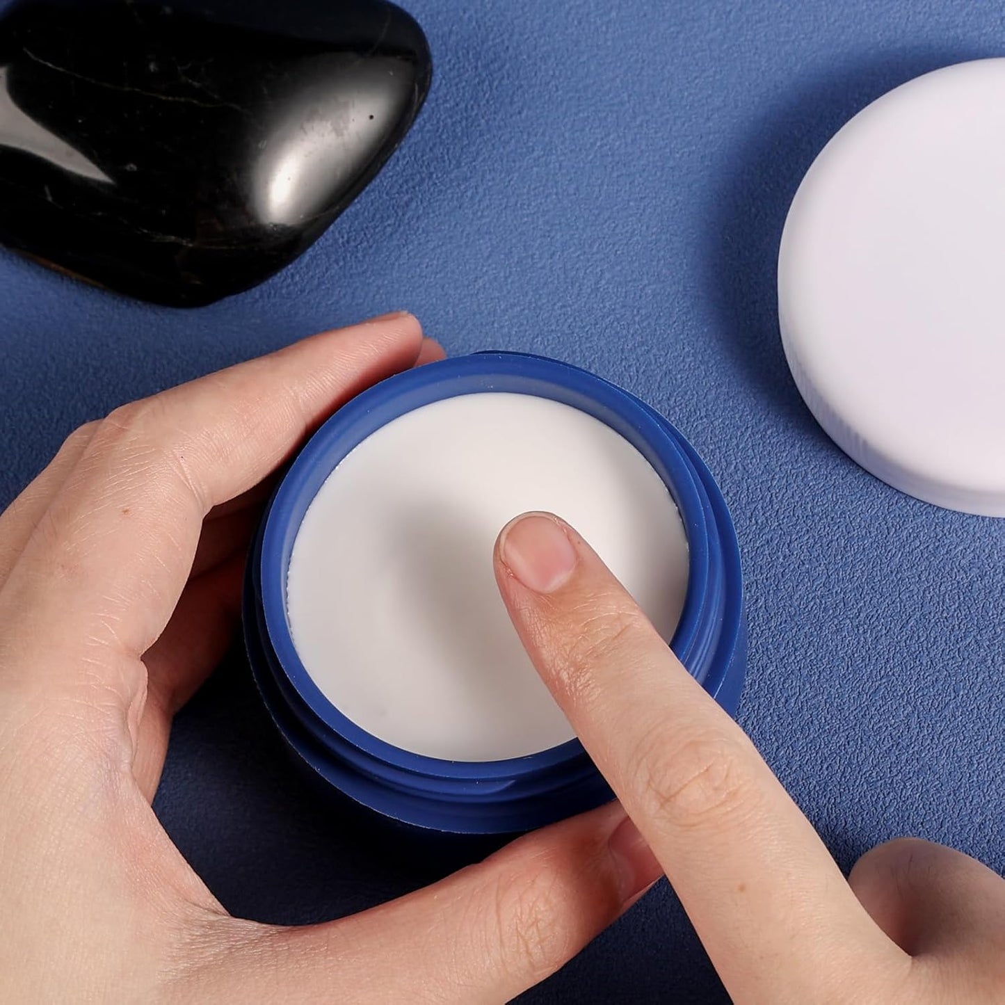 Travel Containers for Toiletries, Silicone Cream Jars BPA Free, TSA Approved 2oz Travel Size Containers, Leak-proof Travel Essentials with Lid for Cosmetic Face Hand Body Cream (4 Pack)