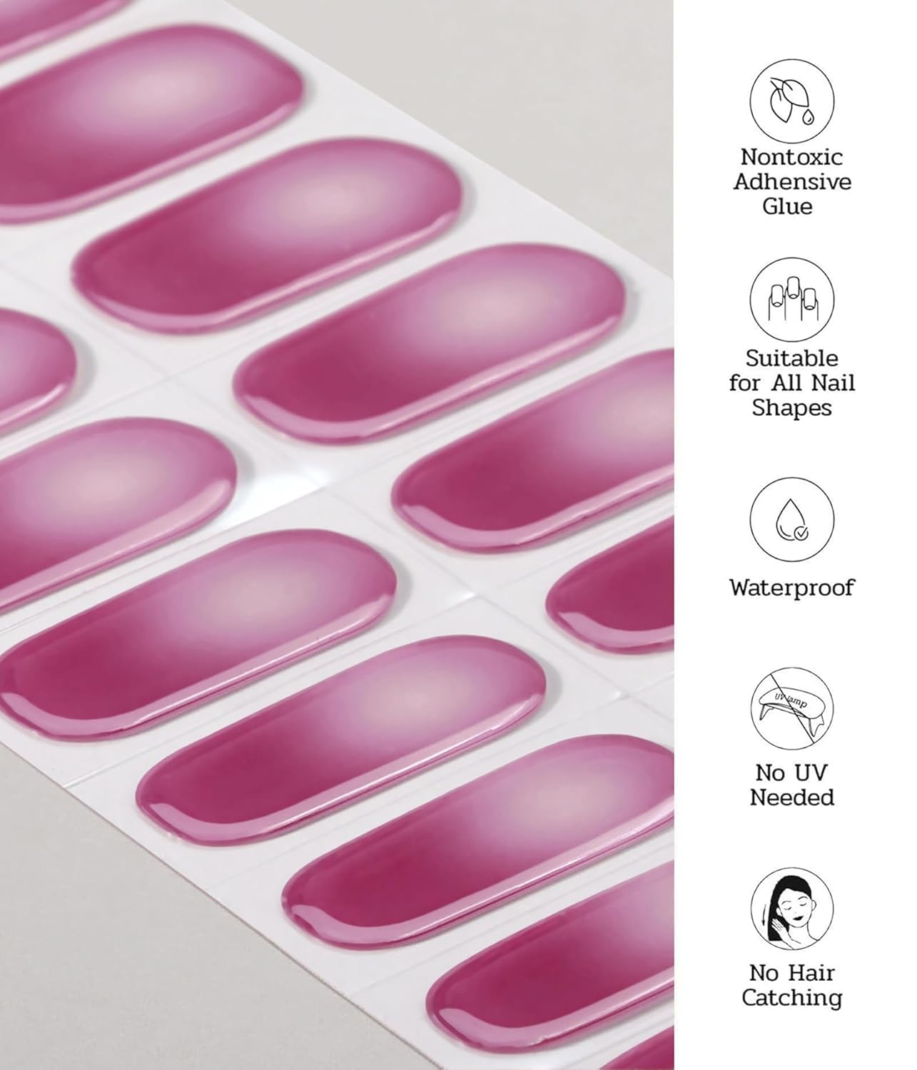 Nail Polish Strips - 22 Pcs Salon Quality Gel Nail Stickers - Long Lasting Wraps (Urban Pink Rose)