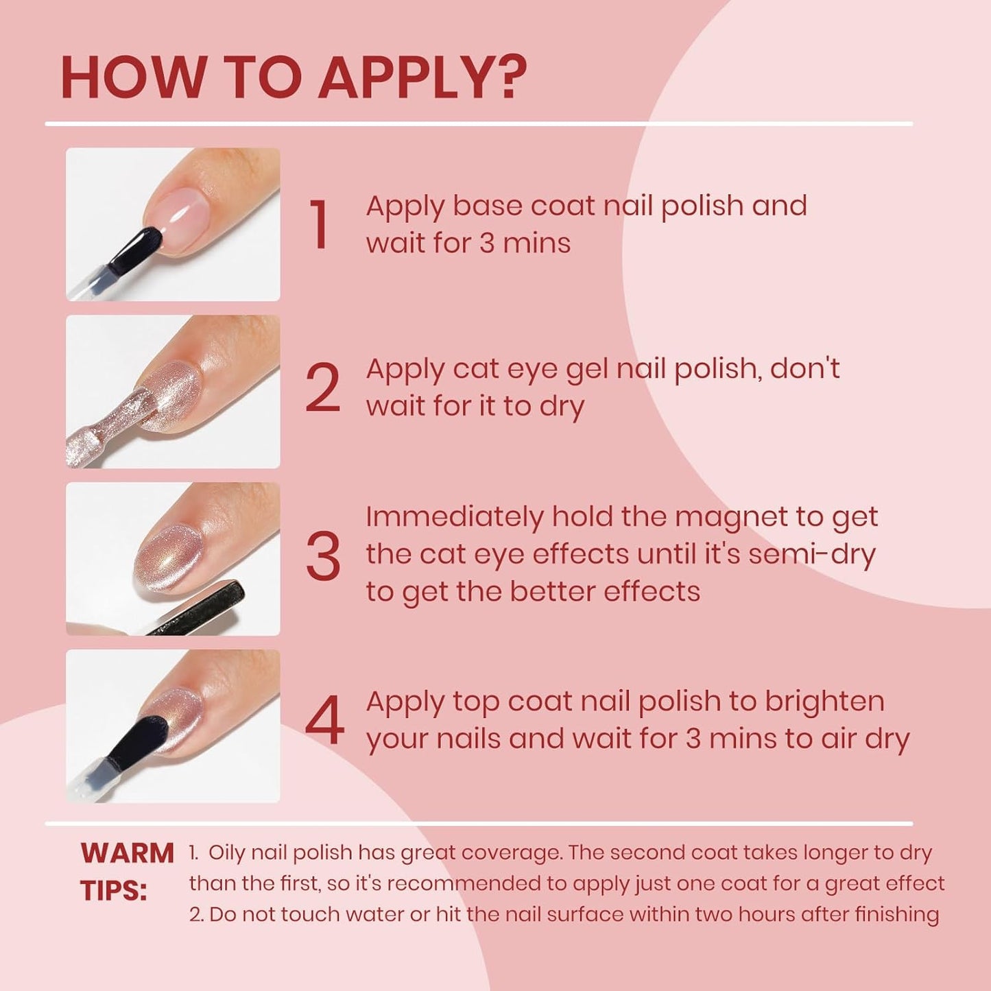 Coupled Pink Cat Eye Nail Polish Non Gel with Magnet Quick Dry Magnetic Nail Polish for Fingernail Air Drying Fast Lacquer Manicure Gift For Women Girls 16ml, 0.54fl oz