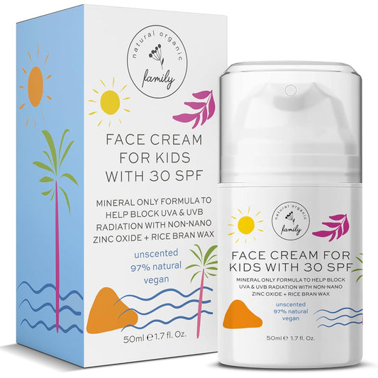 Kid Face Sunscreen Moisturizer with SPF – SPF 30 Mineral Face Sunscreen – Lightweight, Non-Greasy, Reef-Safe with Zinc Oxide & Niacinamide – Broad-Spectrum UV Protection – Daily Moisturizer for Kids