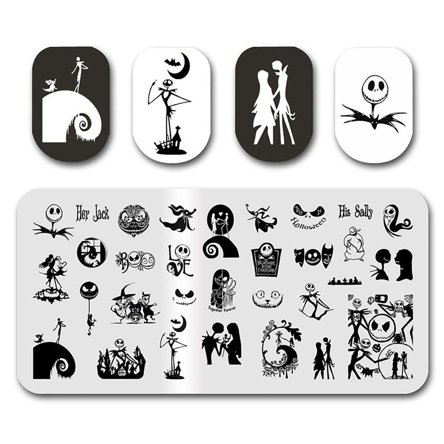 Halloween Nail Stamping Plates Nightmare Christmas Nails Stamping Kit The Day of Dead Ghost Holiday Nail Stamping Plate Nail Stamper Kit for Women Halloween DIY Manicure Accessories