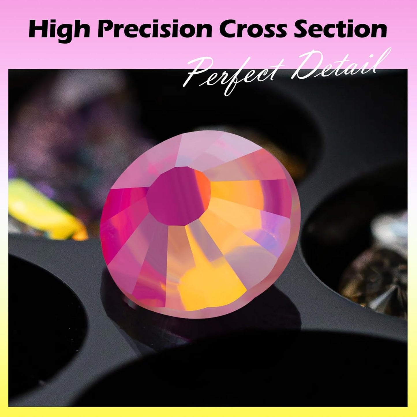 F Rose Flatback Rhinestones, Glass Rhinestones for Nail Art and Craft, Glue Fix, Loose Crystal Gemstones(F Rose, SS6, 1440pcs, 1.9-2.0mm)