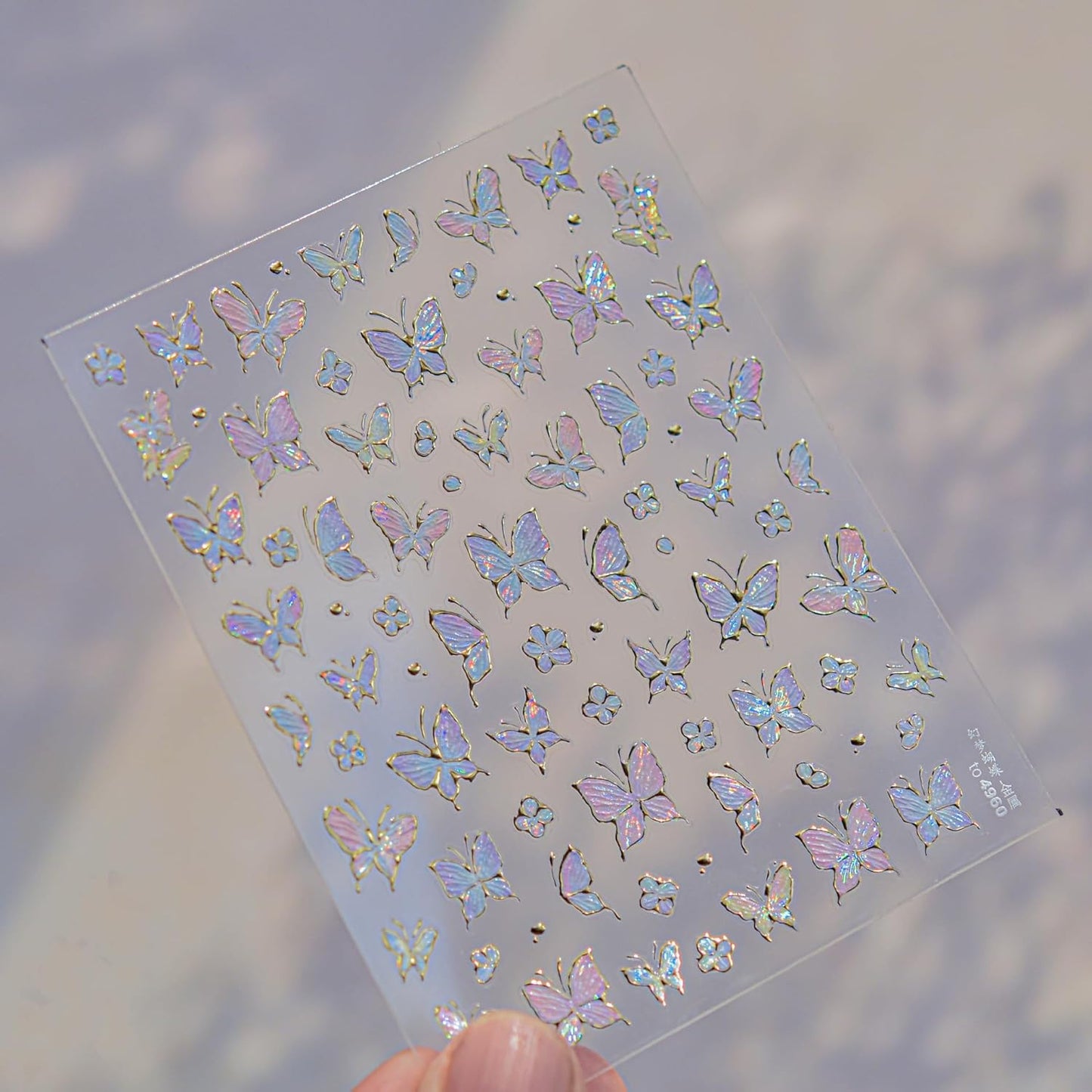 Colorful Butterfly Nail Art Stickers Glitter Sparkly Butterfly Nail Stickers 5D Embossed Nail Decals Accessories Gold Edge Metal Butterfly Nail Art Supplies for Women DIY Decorations