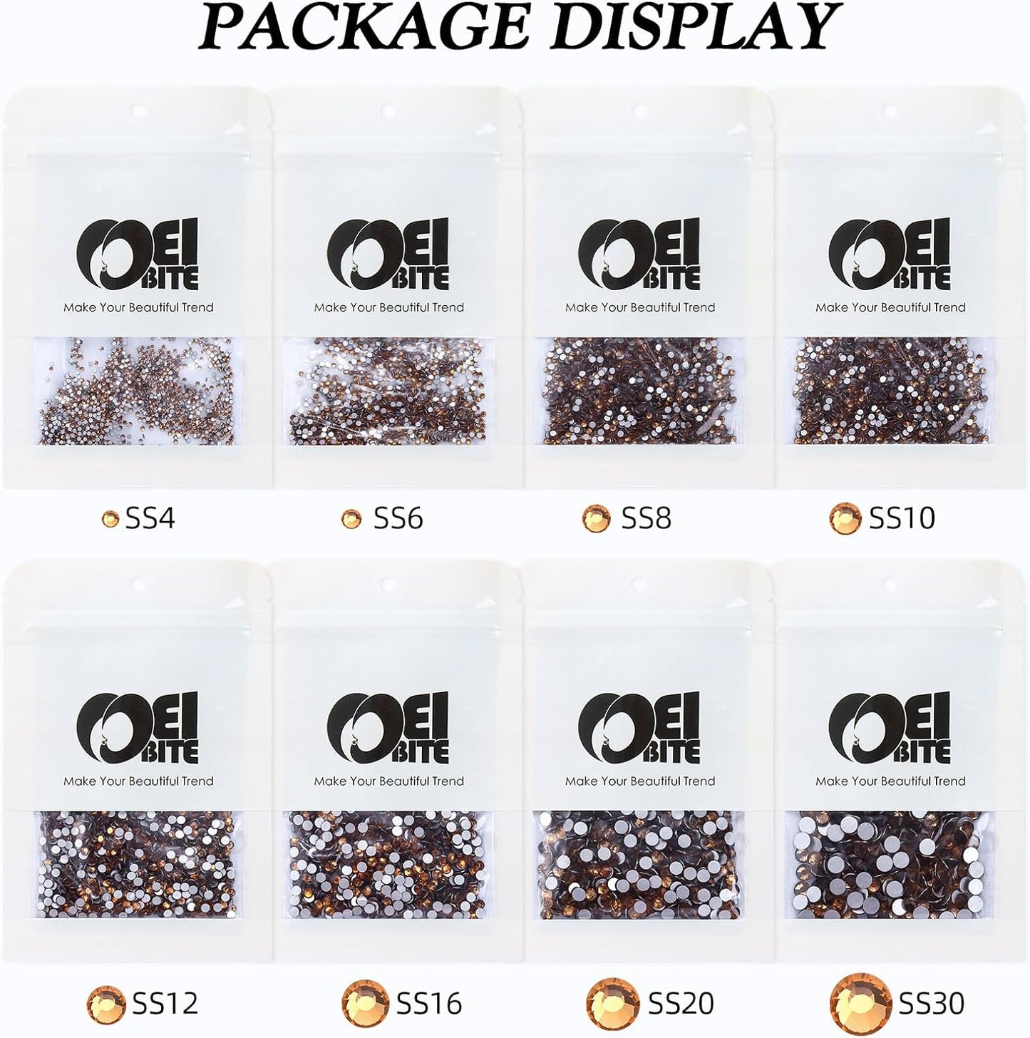 Topaz Flatback Rhinestones, Glass Rhinestones for Nail Art and Craft, Glue Fix, Loose Crystal Gemstones(Topaz, SS6, 1440pcs, 1.9-2.0mm)