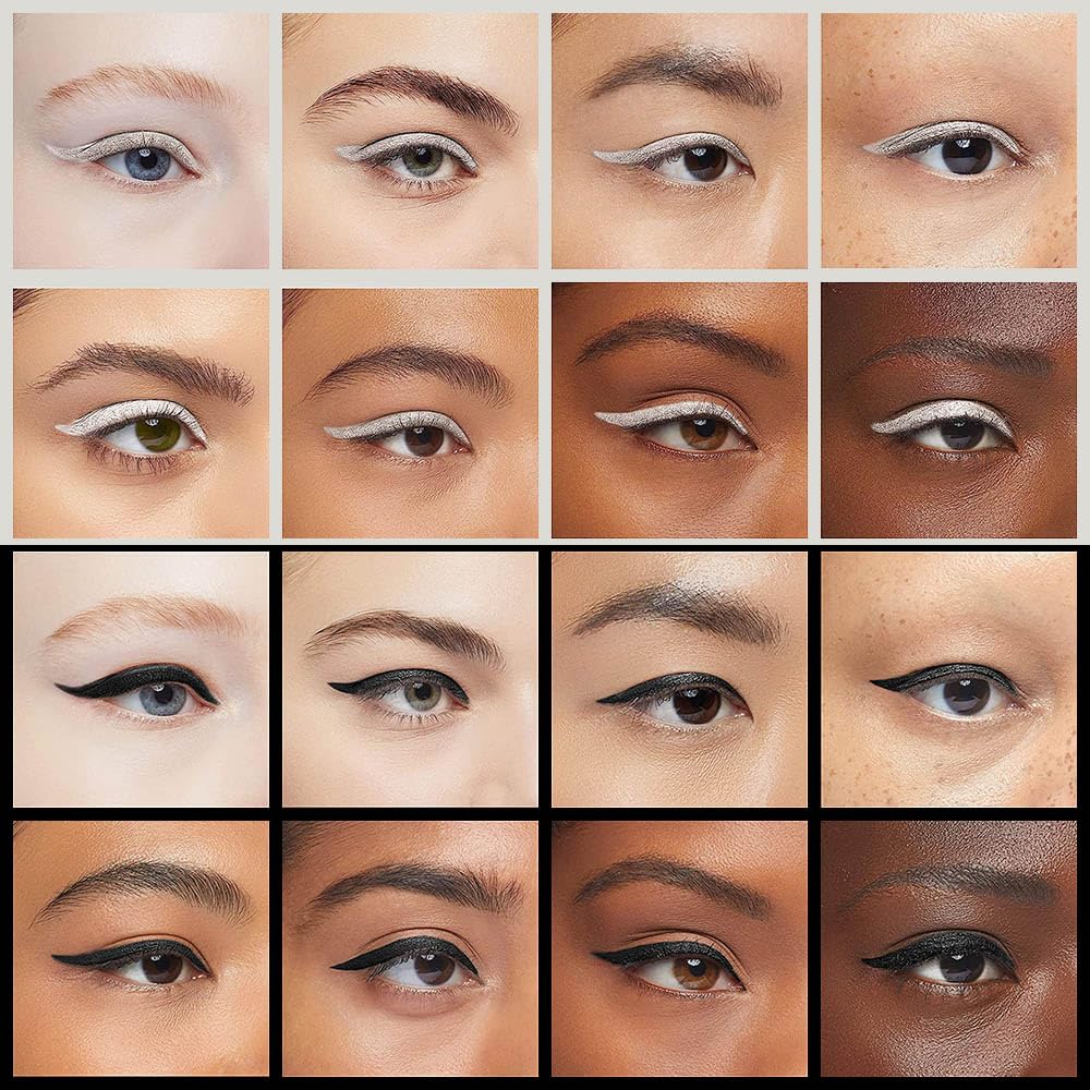 Kaely 2Pcs Black Silver Gel Eyeliner Pencil,Natural Cream Eye Liner Waterproof Smudge Proof,Cat Eye Black Smokey Eyeshadow Palette Stick Crayon,Goth Halloween Makeup,delineador de ojos contra el agua