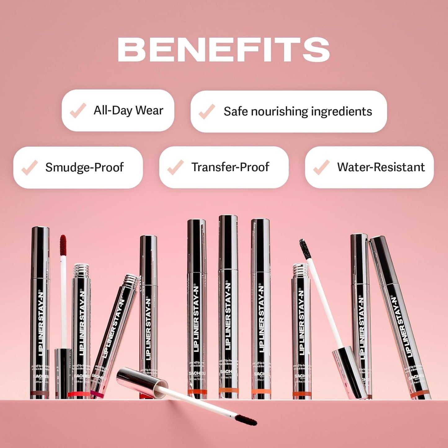 Sacheu Lip Liner STAY-N Peel Off Lip Stain — Long Lasting Matte Lip Tattoo Transfer Proof Lipstain Infused with Hyaluronic Acid & Vitamin E for All Skin Types — Vegan & Cruelty-Free, cLOVER