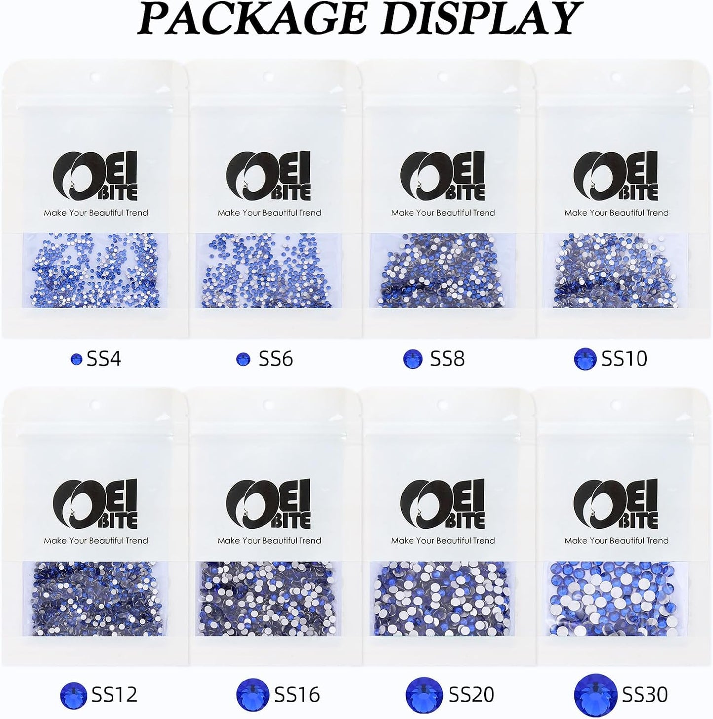 Sapphire Flatback Rhinestones, Glass Rhinestones for Nail Art and Craft, Glue Fix, Loose Crystal Gemstones(Blue, SS16, 1440pcs, 3.8-4.0mm)