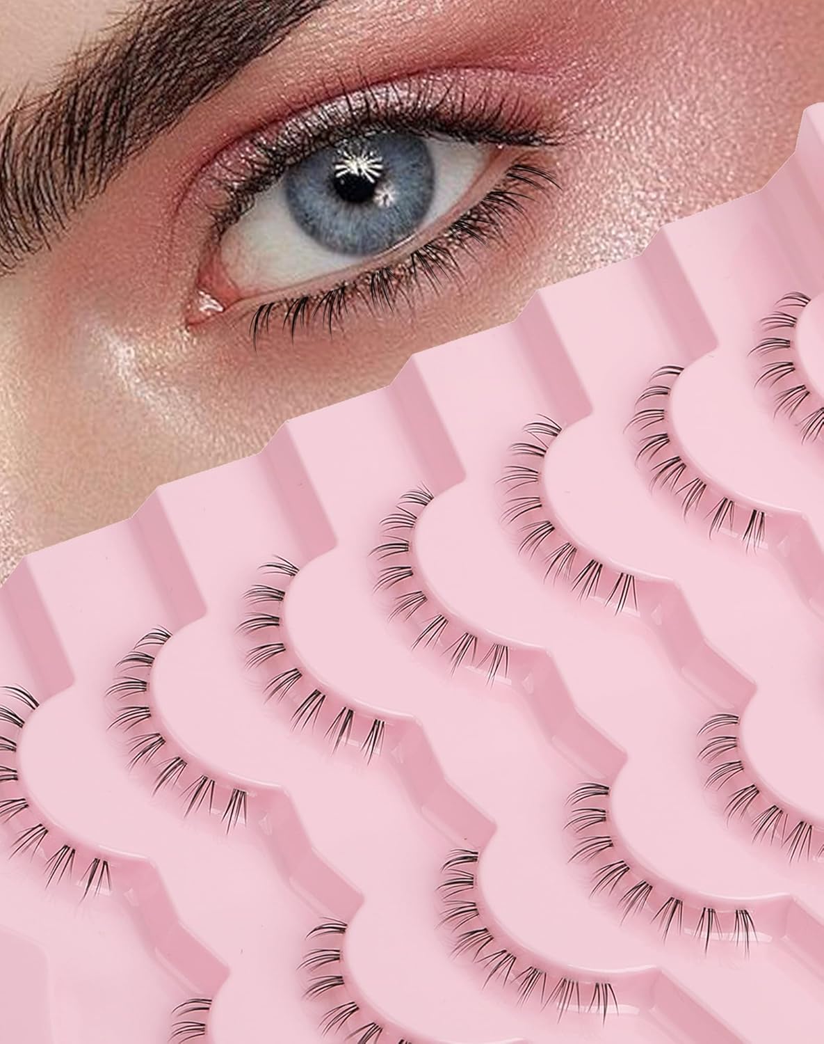 Bottom Lashes Natural Everyday Wispy Lashes Natural Look Flared Eyelashes False Lower Lashes Soft Fluffy Lashes False Eyelashes 7 Pairs B-1