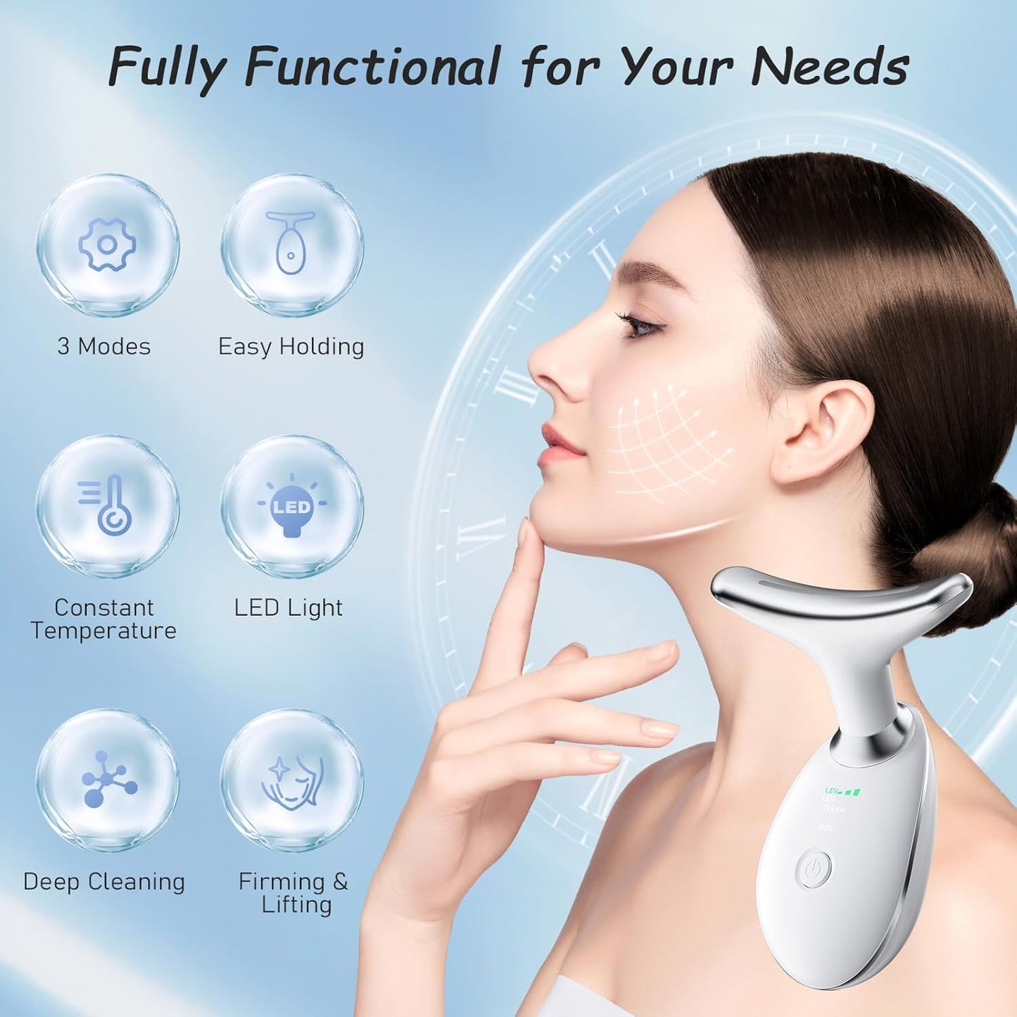 Jinstyles Neck and Face Skin Care Tool, Improve, Firm, Tightening and Smooth, White