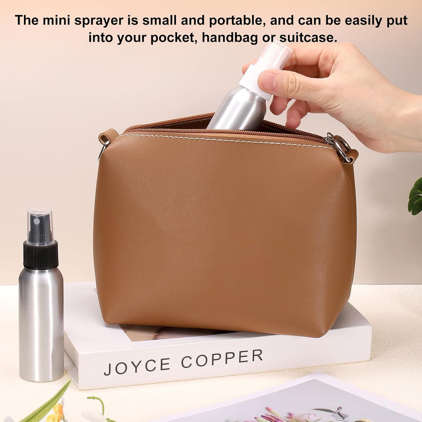 HARFINGTON 3pcs Aluminum Fine Mist Spray Bottles 60ml/2.03oz Metal Small Liquid Alcohol Refillable Travel Container with Black Plastic Nozzle Cap for Perfume Skincare Cosmetic Storage Bottle