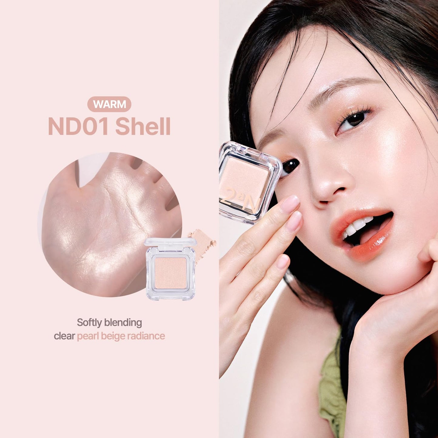 2aN Pure Glash Highlighter – Glass-Like Sheen Powder Highlighter for a Natural, Radiant Glow | Buildable, Long-Lasting, Lightweight Formula (SHELL, 0.8oz)