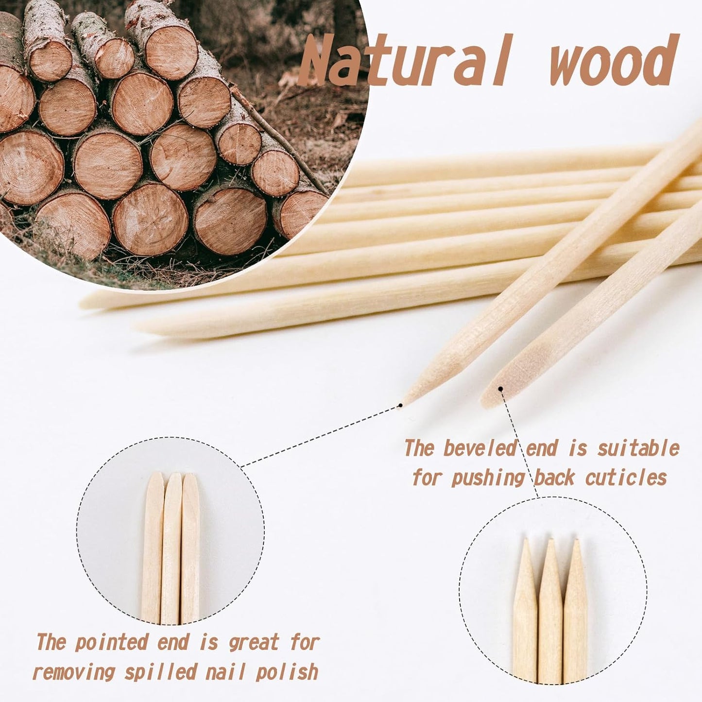 180PCS Orange Sticks for Nails in a Case - 4.5 inch Double Sided Wooden Cuticle Pusher Sticks for Nail Art, Manicure & Pedicure - Wood Sticks for Waxing