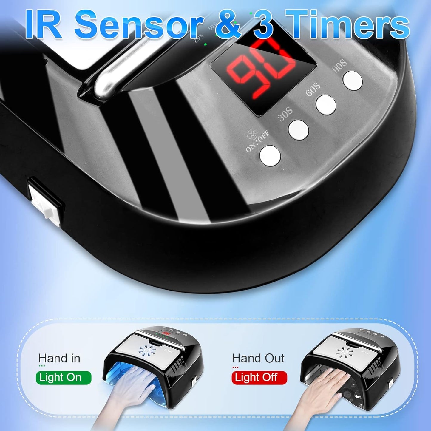 72W Professional UV Led Nail Lamp,Cordless Nail Curing Light for Gel Nails with Fan, IMENE Rechargeable Nail Dryer with Portable Handle Perfect for Salon Home Nail Art(Black)