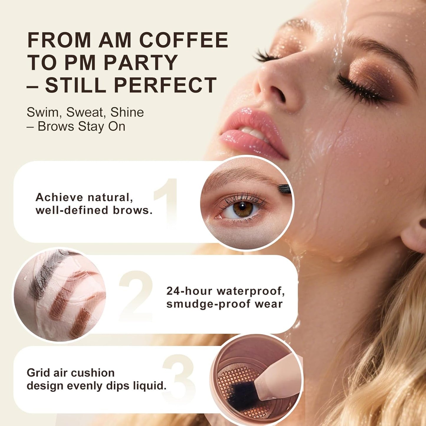 Eyebrow Pen with Hair-Like Strokes, Microblading Eyebrow Pen, Angled Brow Tint Brush for Eyebrows, Smudge Proof, Long Lasting, Easy to Color, Soft Black