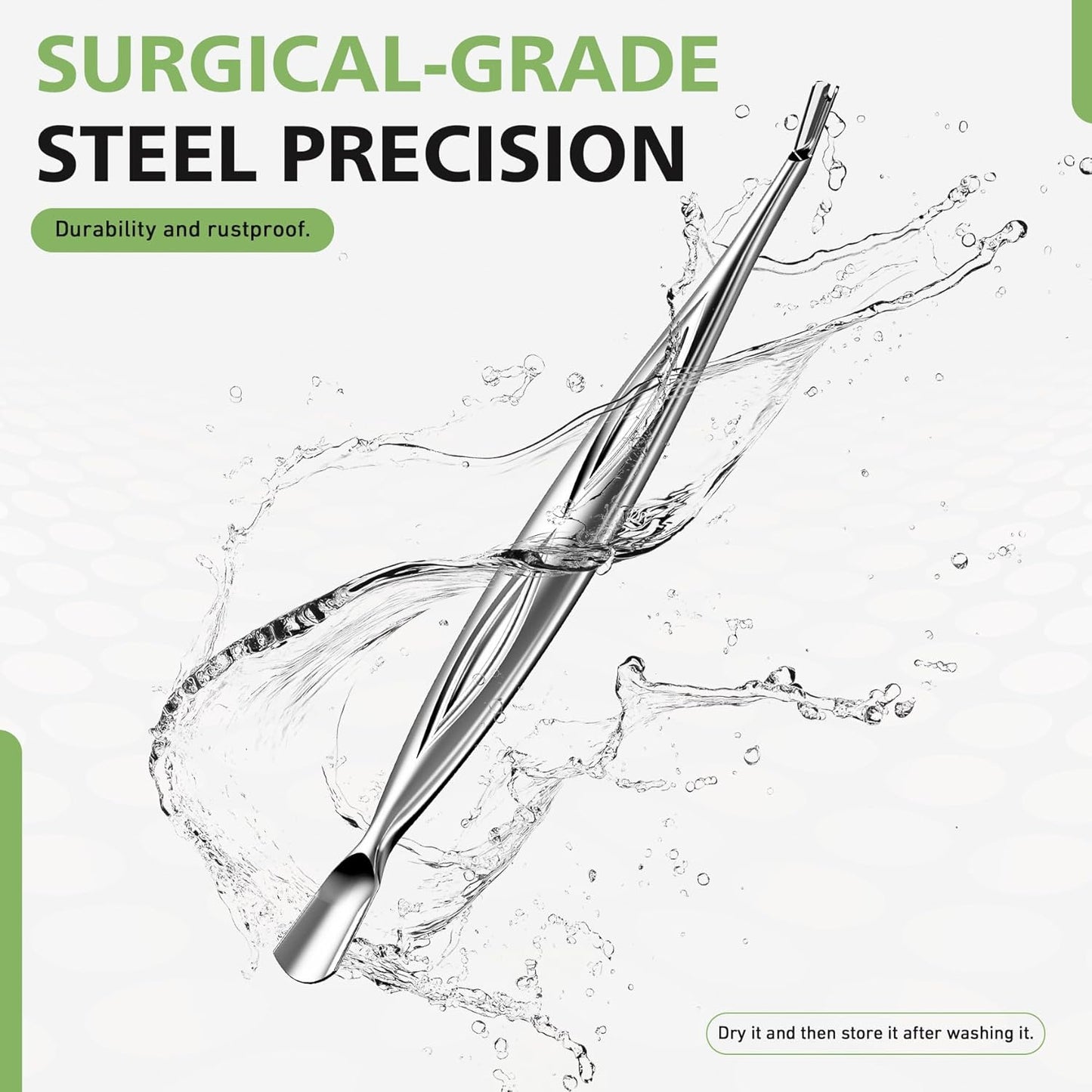 BALUCA 2-in-1 Cuticle Pusher & Trimmer with Fork – Professional Stainless Steel Nail Cuticle Remover Tool for Pain-Free Manicure & Pedicure – Durable Metal Cuticle Nippers and Scraper, Silver